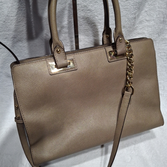 Michael Kors Taupe Satchel with Gold Accents - Picture 4 of 12